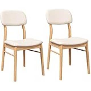 spisebordsstole med hynder 2 stk. massivt gummitræ naturfarvet