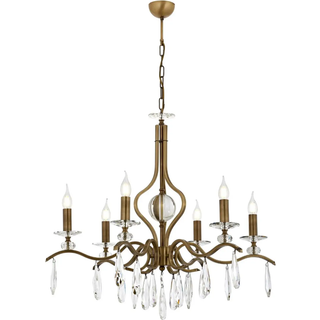 Lysekrone Elizabeth Ø80cm metal/krystal 6flg. antik guld