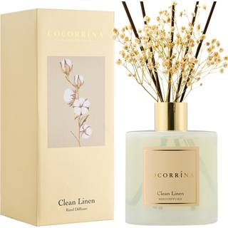 Cocorr? Na Reed Diffuser - Rent linned 17 fl.oz Reed diffusor med 8 pinde duftende diffusor med konserverede blomster til badeværelse boligindret
