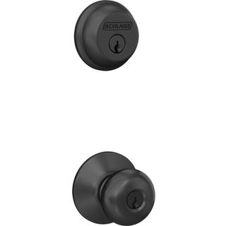 Schlage FB50 N G PLY 622 Single Cylinder Deadbolt og Keyed Entry Plymouth Knob Matte sort