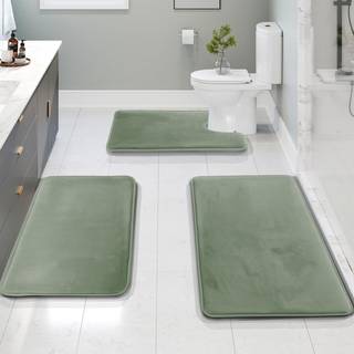 Clara Clark 3 stykker badev?relse t?pper Badm?tm?tte s?t fl?jl hukommelse skum badem?tter til badev?relse - skridsikre pvc backing bad t?pper vas