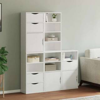 sidekabinetter 5 stk ODDA 40x24x79 cm massivt fyrretræ hvid