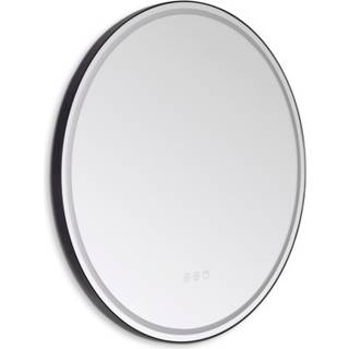 Mirall Lumina 3, LED spejl med lys, antidug, lysstyring og sort ramme, Ø80 cm
