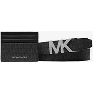 MK Signature Logo Card Case and Belt Gift Set - Black - Michael Kors - ONE SIZE