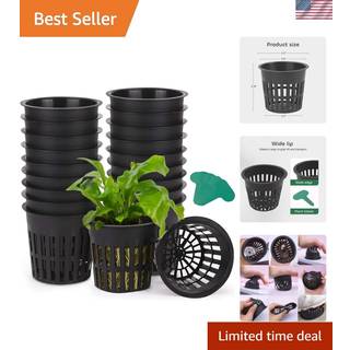 DROWN 25 pakker 4 tommer have Slidsede net Net Cups Heavy Duty Net Pots med 25 stk. Planteetiketter Bred læbe spandkurv til hydroponik