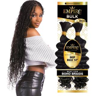 Sensationnel Empire Bulk Braiding - Deep Human Hair Braids til Knotless Boho Box eller Curly Loose Wave Styles (14 tommer 30 Lightauburn)