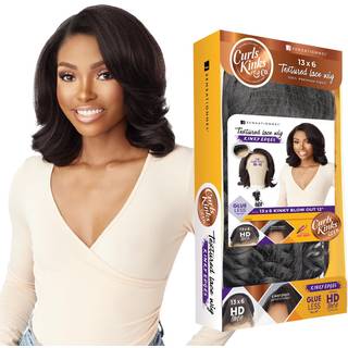 Sensationnel Kinky Edge 13x6 Lace Wigs - Kinky Edge Blow Out 12 -tommer glueless syntetisk paryk - CKCO Kinky Edge Blow Out 12 tommer (BalayageCo