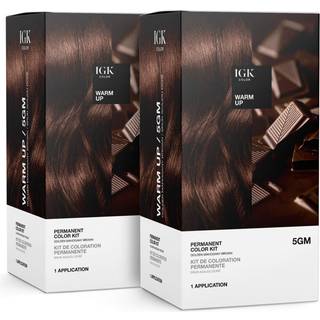 IGK Permanent Color Kit (2 -Pack) Opvarmning - Golden Mahogany Brown 5Gm | Nem anvendelse + Styrke + Shine | Vegansk + grusomhed gratis + ammonia