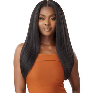 Oute - 5x5 Lace Closure Wig - Human Hair Blend - Kinky Straight 24 """" (DR2/Chocolate Swirl)