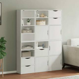 Sidekabinetter Odda 40X24X79 Cm Massivt Fyrretræ - Hvid / 9 shelves 5 drawers