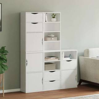 Sidekabinetter Odda 40X24X79 Cm Massivt Fyrretræ - Hvid / 7 shelves 5 drawers