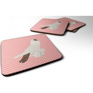 """" Carolines skatte tyske hjelmduesrosa check dekorative coasters 3.5 flerfarvet """"