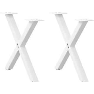 sofabordsben X-formet 2 stk. hvid 50x(42-43) cm stål