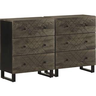 Skænke 2 Stk. 60X33X75 Cm Massivt Mangotræ Sort