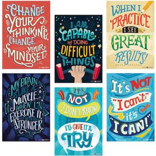 Kreativ undervisning Presse CTP Positive Mindset Plakatpakke Klassev?relsesdekorationer Seks stykker 5692-CK
