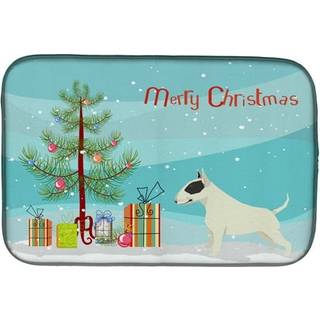 """" Caroline's Treasures Black and White Bull Terrier Christmas Tree Dish-Drying-Mats 14 X 21 Multicolor """"