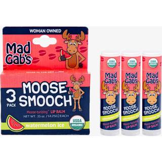 Mad Gab's Moose Smooch Watermelon Ice Lip Balm 3pk | Fugtgivende og certificeret kologisk | Lavet med kologisk olivenolie og bivoks