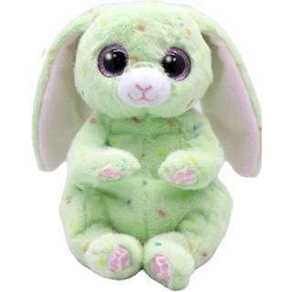 Ty Beanie Bellies - Fern påskharen Green med glitterrosa ögon kudda plyschdjur med mjuk magen Original Easter Special - 20 cm - T41514