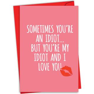 NobleWorks - Sjovt kort til Valentinsdag - Fr?k voksenhumor Valentine Love Notecard med konvolut (1 kort) - My Idiot C8883VDG