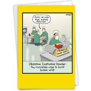 Nobleworks - 1 Sjovt lykønskningskort til fødselsdag - Sjov fødselsdag Comaus Notecard - Obsessiv kompressionsforstyrrelse C4855BDG