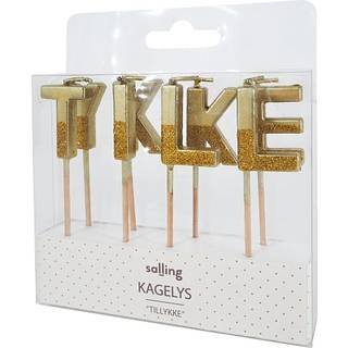 Salling  kagelys med glimmer 8-pak - guldfarvet (På lager i butik)