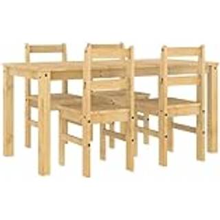 Spisebordssæt 3 Dele Panama Massivt Fyrretræ Naturfarvet - 160 cm / 4x stol