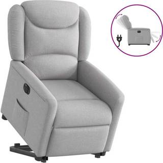 eldrevet lænestol med løftefunktion stof skygrå