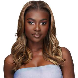 Oute Airtied 100% fuldt h?ndbundet paryk - Human Hair Blend - Loose Body Wave 18 """" (Off Black 1B)