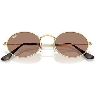 Ray - Ban Unisex RB3547 OVAL 001/1A Solbriller Metal Guld Violet Rund Normal