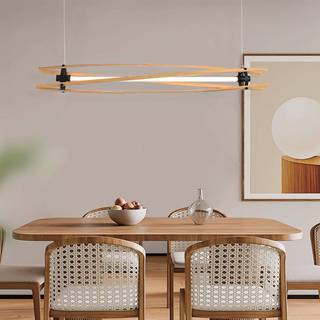 LED designer hængelampe - 3000K, træ+sort hus - Kulør : Varm