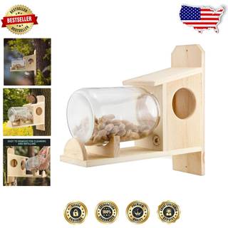 Onkel Dunkels baghaven egernf?der (m/gallon glaskrukke); Rustik h?ndlavet egern madkasse