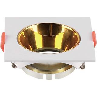 GU10 lampe - firkantet hvid ramme, guld reflektor