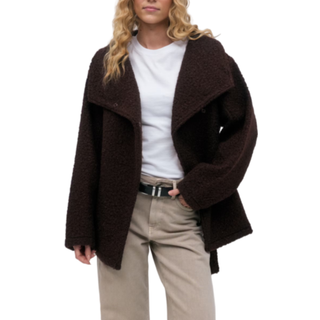 Gina Tricot-Soft belted jacket-korte frakker-Brun-XL-Dame