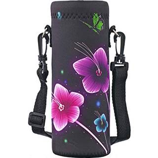 Richen Neoprene vandflaskebærerpose med justerbar skulderrem Isoleret vandflaskeafdækning til 500 ml/16 oz rustfrit stål/glas/plastflasker (farve