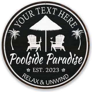 Personaliseret poolside Paradise Sign baghaven tegn Tropisk vægindretning Slappende slappe af Sign Bot Tub Sign Pool Art Made in USA 12 """" 200120