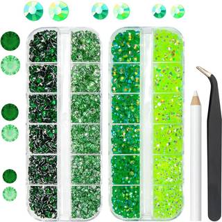 qiipii gr?n harpiks rhinestones til h?ndv?rk 3 mm 4 mm 5mm fladback frisk gr?n smaragd gr?n gel? sten ikke-hotfix perler diamanter krystaller cha