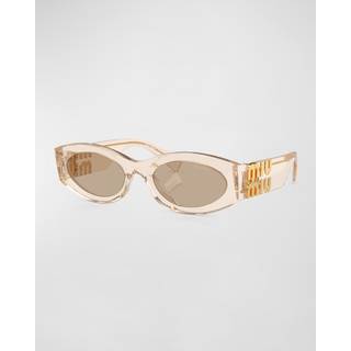 Miu Miu Kvinde MU 11WS 21C40O Solbriller Acetat Havana Grå Rund Normal