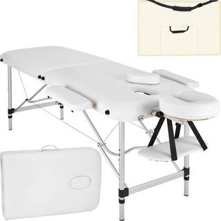 Massagebriks i aluminium med 2 zoner, polstring + taske - hvid