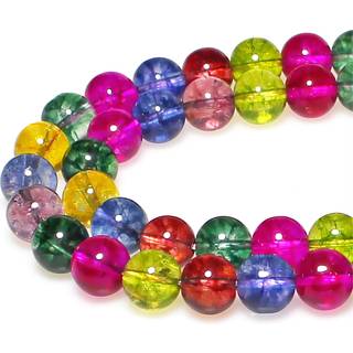 MJDCB h?ndv?rksperler 8mm 43pcs rundt flerfarvet crack krystal l?s perle charme til smykker, der fremstiller armb?nd halsk?de ?rering vedh?ng