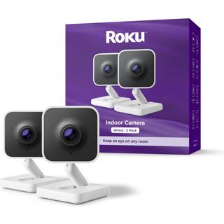 Roku Nyt indend?rs kamera 2024 - Hjemsikkerhed - 2 -pack - Wired Security Camera & Pet Monitor med 1080p HD Color Night Vision Works With Alexa &