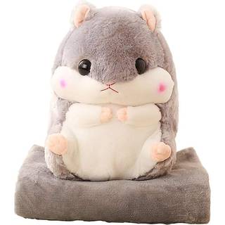 Yunnasi plys hamster udstoppet dyrelegetøj Hamster kaste pude med tæppe 19,7 tommer grå