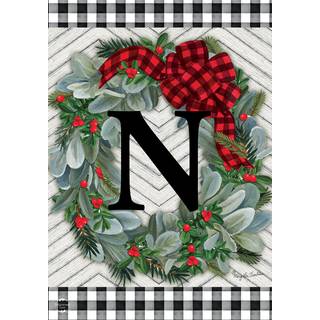 Vinterkrans Monogrambrev N Garden Flag 18 """" X 12.5 """" Briarwood Lane