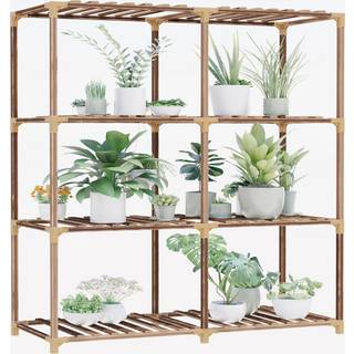 New England Stories Alsidile Wood Plant Stand: Ideel til indendørs eller udendørs rum tilbyder flere niveauer til visning af planter i opholdsomr