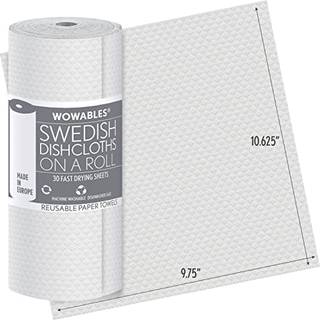 LOLA Svenske karklude p rulle 30-pak absorberende miljvenlige cellulosesvampe-karklude Genanvendelige papirhndklder 11"""" x 10"""" Fremstillet i