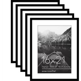 AmericanFlat 16x21 Billedramme med poleret plexiglass - S?t med 5 - Brug som 12x17 ramme med Mat eller 16x21 ramme uden Mat - Galleria Collection