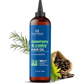 Botanisk ildsted Rosemary & Castor Hair Oil (6,7 fl oz) | Nærende og styrkelse af hårbehandling for tykkere sundere udseende hår | Paraben gratis