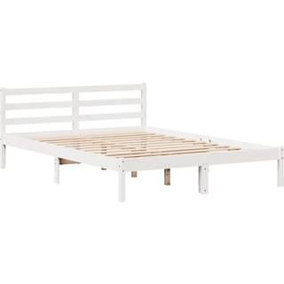 Seng Med Reol Uden Madras Massivt Fyrretræ - Hvid / 135 x 190 cm