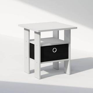 Furinno Tidur Bedside Bord natbord med bin skuffe hvid/sort