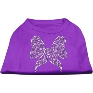 Rhinestone Bow Shirts Purple XS