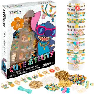 Fashion Angels Disney Stitch Cute & Feisty DIY smykkedesign Kit g?r 10+ charme armb?nd inkluderer charme perler og elastisk ideal til piger og dr